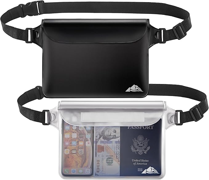 HEETA Waterproof Pouch, Screen Touch Sensitive Waterproof Bag Black & White Bundled with 5-Pack Clear Waterproof Dry Bag
