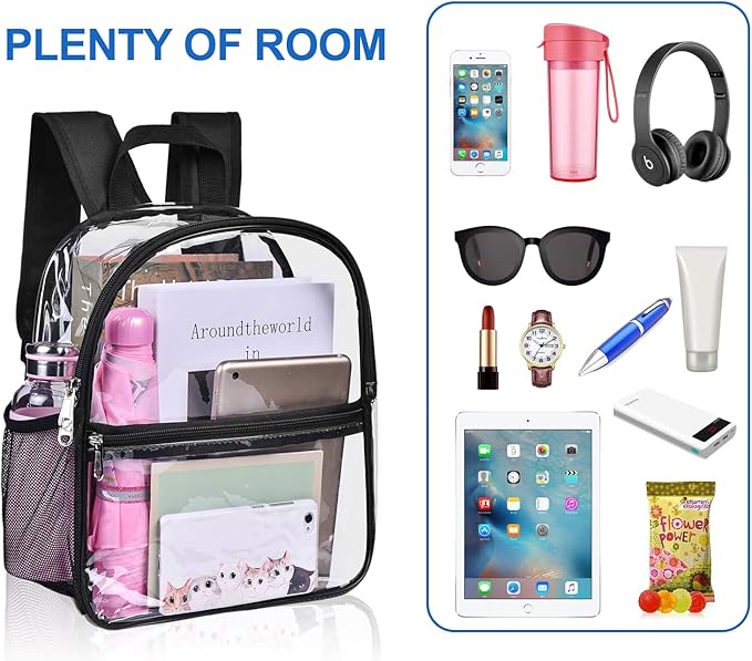 USPECLARE Clear Backpack for Stadium Approved 12×6×12, Water proof Clear Bag for Stadium Events and Concert Work Sport Event