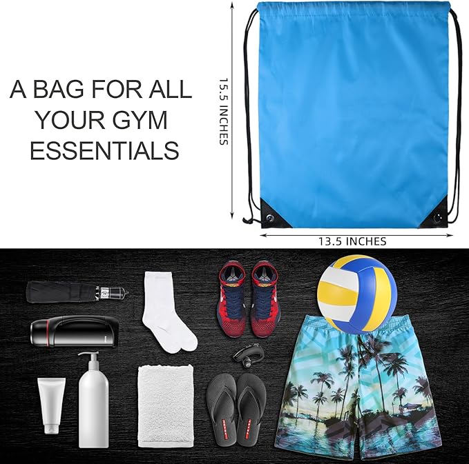 GoodtoU Drawstring Bags, Nylon Backpack for Sport, Traveling, Team (60Pcs, Sky Blue)