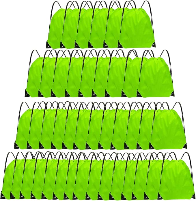 Drawstring Backpack Bulk 42 Pcs String Backpack Drawstring Bags Cinch Bag Sackpack for Men Women Gym (Light Green)
