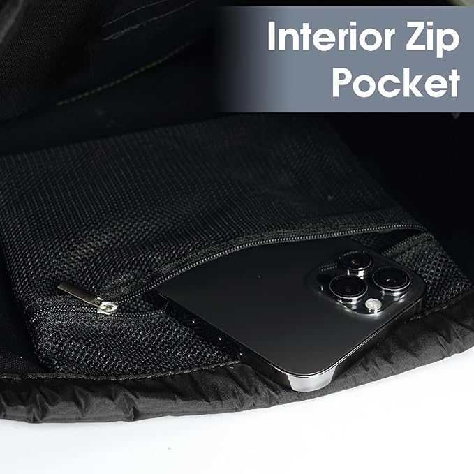 WANDF Drawstring Backpack Sports Gym Bag with Shoulder Pads Water Resistant String Bag Cinch Bag for Women Men (Black)