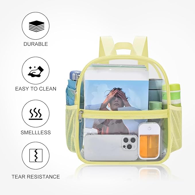 USPECLARE Clear Backpack Stadium Approved 12X11x6, Waterproof Clear Bag Stadium Backpack for Concert Work Sport Event