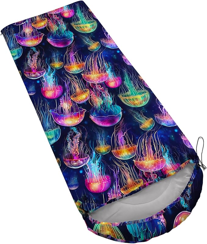 AILONEN Cartoon Fox Camping Sleeping Bag for Boys Girls Adults,Lightweight & Waterproof,3 Season Warm & Cold Weather,Portable,Kawaii Fox Printed Sleeping Bag,Traveling,Camping,Hiking