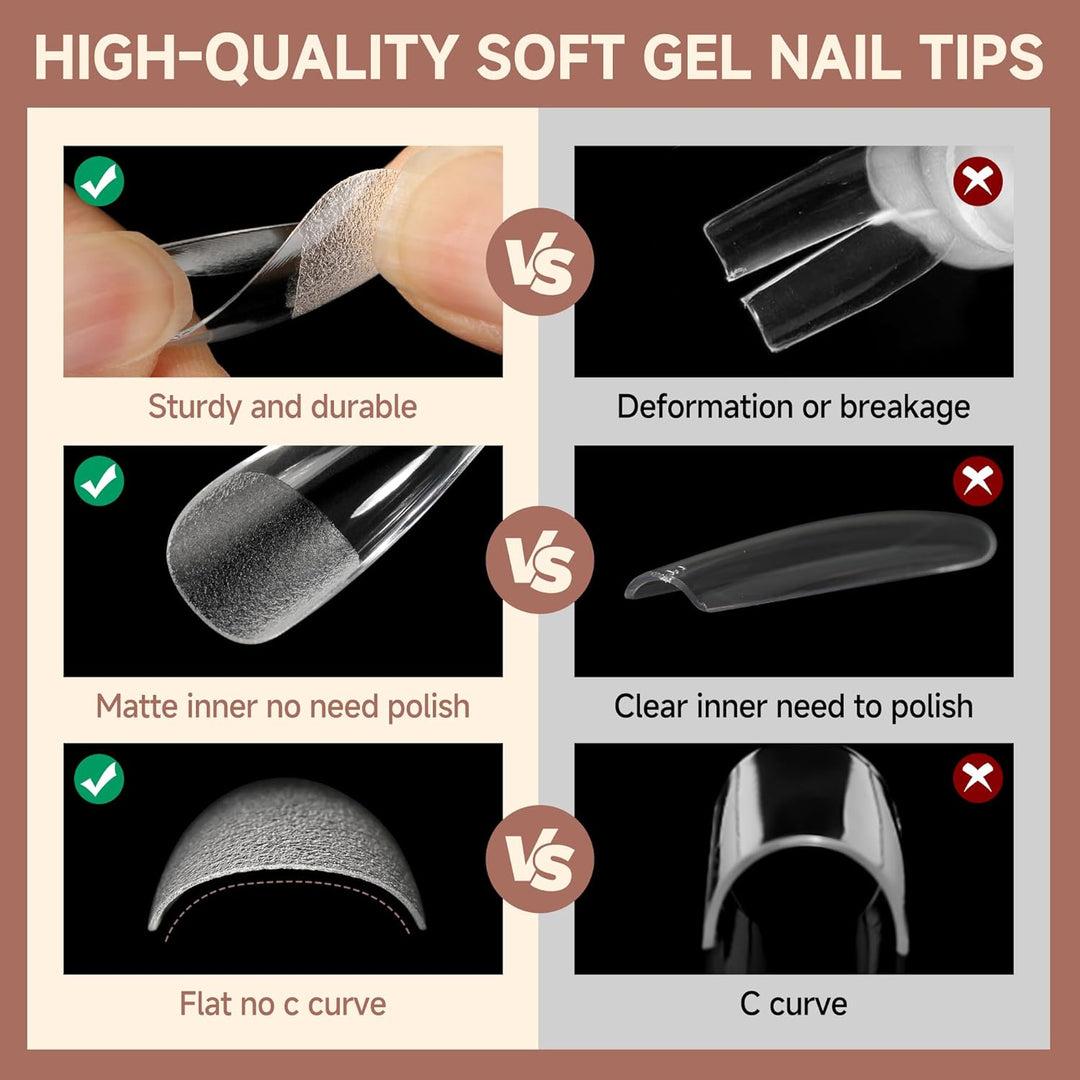504Pcs Matte Soft Gel Toe Nail Tips | Full Cover for DIY Nail Extensions