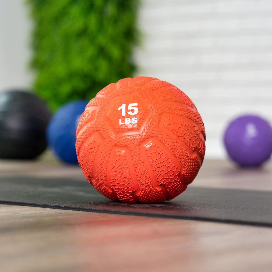PRISP Weighted Rubber Medicine Ball - Weight Ball for Strength Exercises and Fitness Workouts, 15 lbs