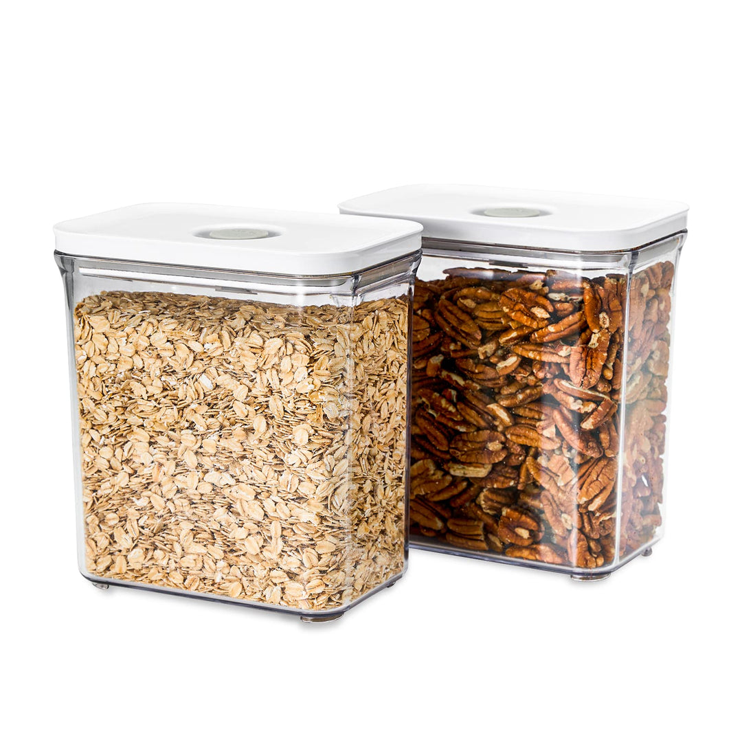 VAKUEN Premium Airtight Food Storage Containers, Rectangular 2PC-SET(2.11qt), Smart One-Click Seal Lid, 100% Leak Proof, Keep Food Fresh Longer, BPA-FREE, Dishwasher/Freezer & Microwave Safe