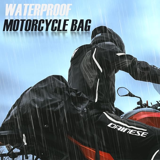 65L Waterproof Duffel Bag for Men and Women - Large Motorcycle Duffle Bag with Straps for Back Seat - Roll Top Dry Bag for Kayaking, Rafting, Boating, Swimming, Beach