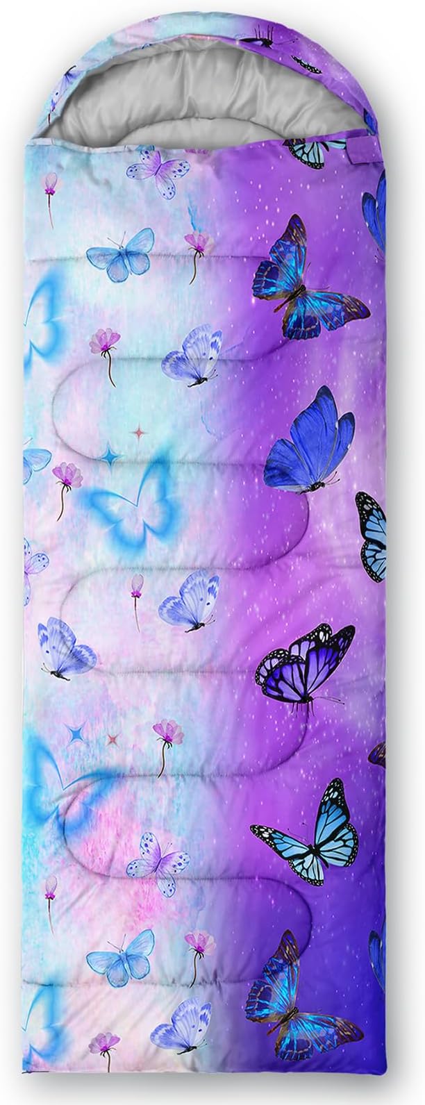 AILONEN Kids Floral Cat Camping Sleeping Bags,Lightweight & Waterproof,3 Season Warm & Cool Weather,Kawaii Kitten Sleeping Bags for Girls Adults,Travelling,Outdoors