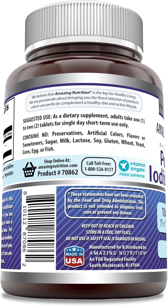 Amazing Formulas Potassium Iodide Supplement | 130 Mg | 120 Tablets | Non-GMO | Gluten-Free | Made in USA