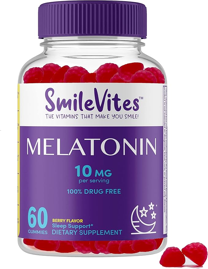 Heartland Pharma Melatonin Gummies 10mg | 100% Drug-Free Sleep Aid | Supports Restful Sleep & Relaxation | Non-Habit Forming | Berry Flavor | 60 Count