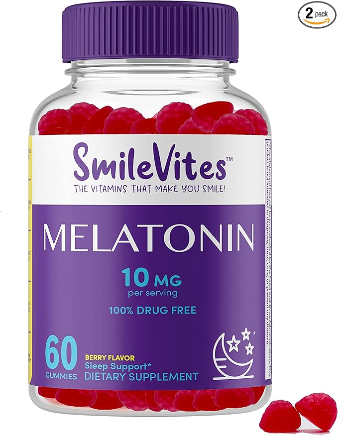 Heartland Pharma Melatonin Gummies 10mg | 100% Drug-Free Sleep Aid | Supports Restful Sleep & Relaxation | Non-Habit Forming | Berry Flavor | 60 Count | 2 Month Supply | 2-Pack