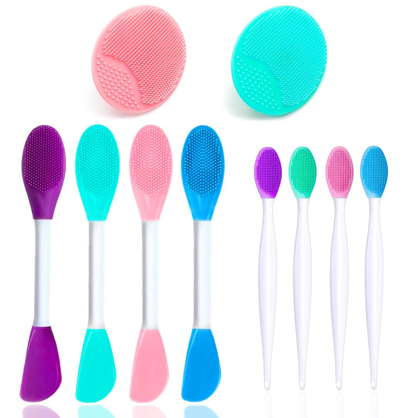 10PCS Silicone Face Scrubber, 4pcs Lip Scrub Brush, 4pcs Silicone Cleansing Brush Exfoliating Lip Brushes, 2pcs Exfoliating Face Brushes for Men Women
