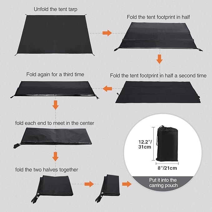 REDCAMP Ultralight Tent Footprint, PU 2000 Waterproof Camping Tent Tarp with Drawstring Carrying Bag, Waterproof Camping Tarp for Outdoor Hiking Camping