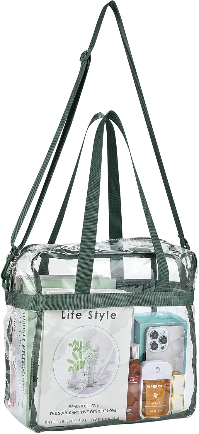 USPECLARE Clear Tote Stadium Approved, Security Travel & Gym Clear Bag for Work Sports Games Concerts