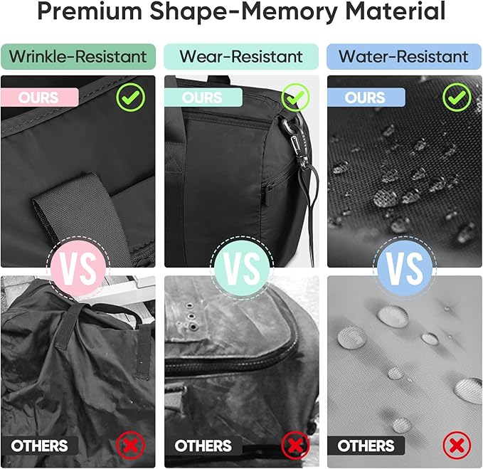 BALEINE Gym Bag for Women and Men, Small Duffel Bag for Sports, Gyms and Weekend Getaway, Waterproof Dufflebag with Shoe and Wet Clothes Compartments, Lightweight Carryon Gymbag (Black)