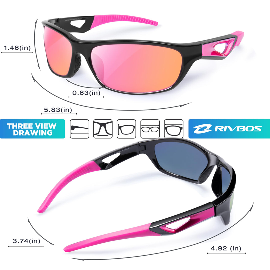 RIVBOS Polarized Sports Sunglasses Driving Sunglasses Shades for Men Women Tr90 Frame for Cycling Fishing Running RB831