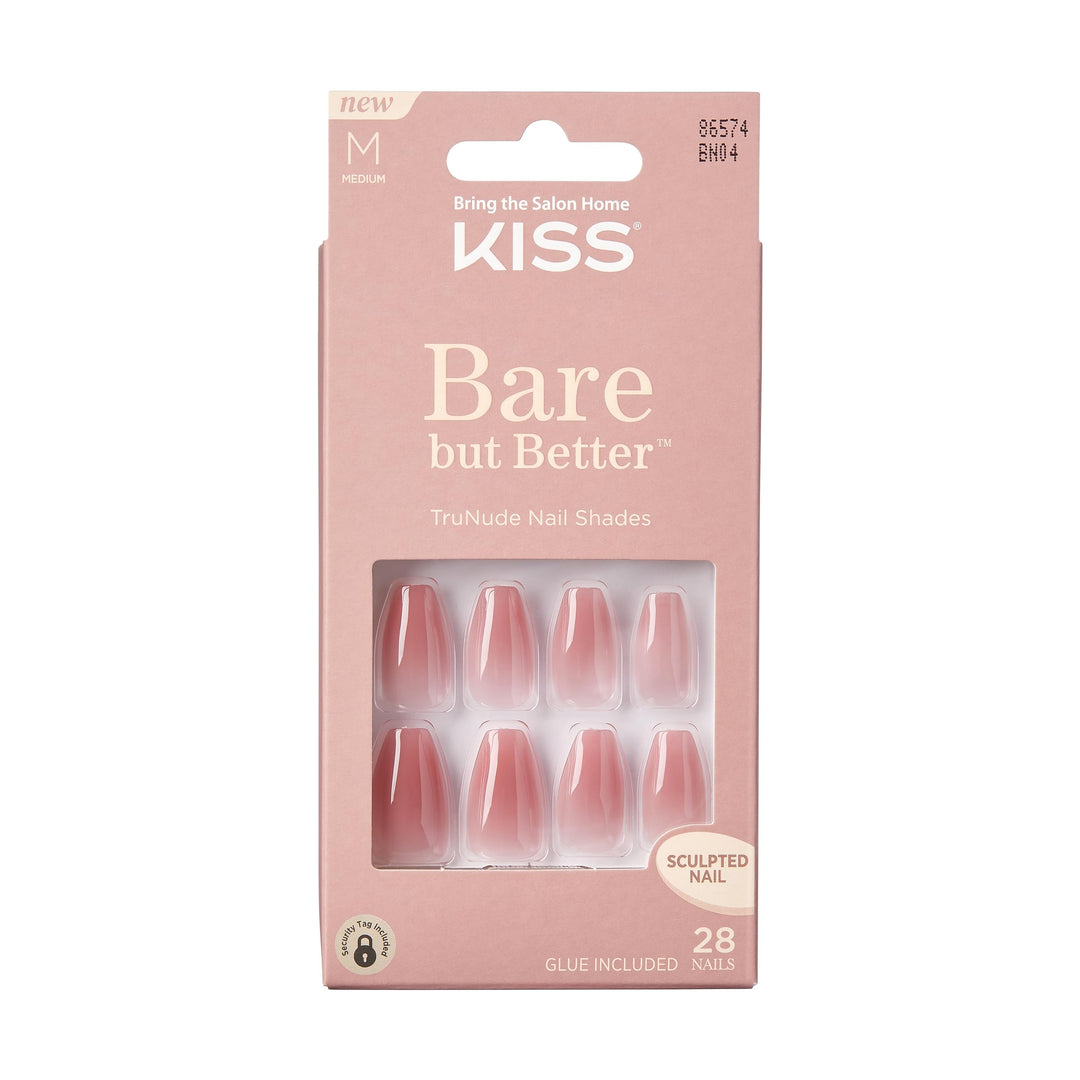 KISS Bare But Better TruNude Fake Nails Nude Nail Shades Manicure Set, 'Nude Nude', 28 Chip Proof, Smudge Proof Glue-On Nails