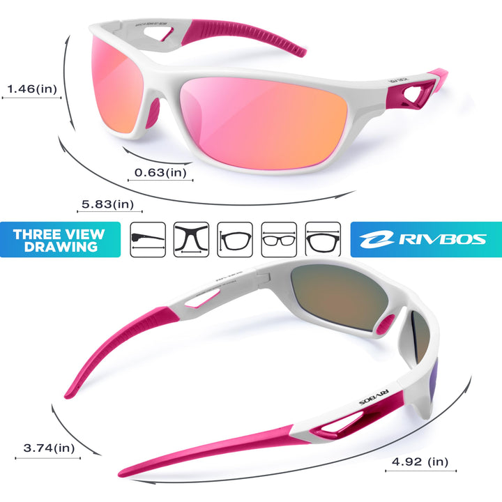 RIVBOS Polarized Sports Sunglasses Driving Sunglasses Shades for Men Women Tr90 Frame for Cycling Fishing Running RB831