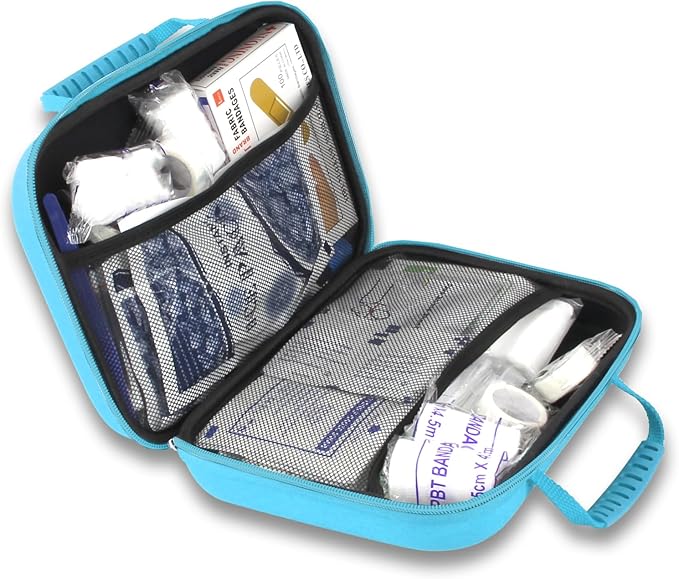 300PCS Home First Aid Kit for Hiking Car Home Emergency Kit First Aid Handheld Bag Multiple Purpose Case Outdoor Backpacking Gear for Disaster Preparedness Blue