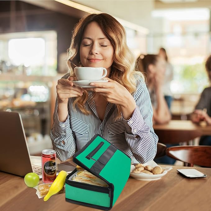 Aosbos Small Lunch Bag Insulated Lunch Box for Men Women Portable Mini Cooler Bags Compact Soft Lunch Tote Thermal Lunch Pail Lunchbox Reusable Meal Prep Container Cool Green