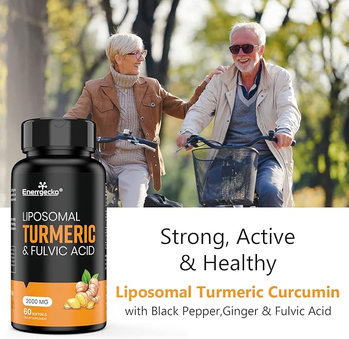 2000 mg Liposomal Turmeric Curcumin with Black Pepper & Ginger for Superior Absorption with Fulvic Acid and Humic Acid 180 Softgels - 3 Month Supply