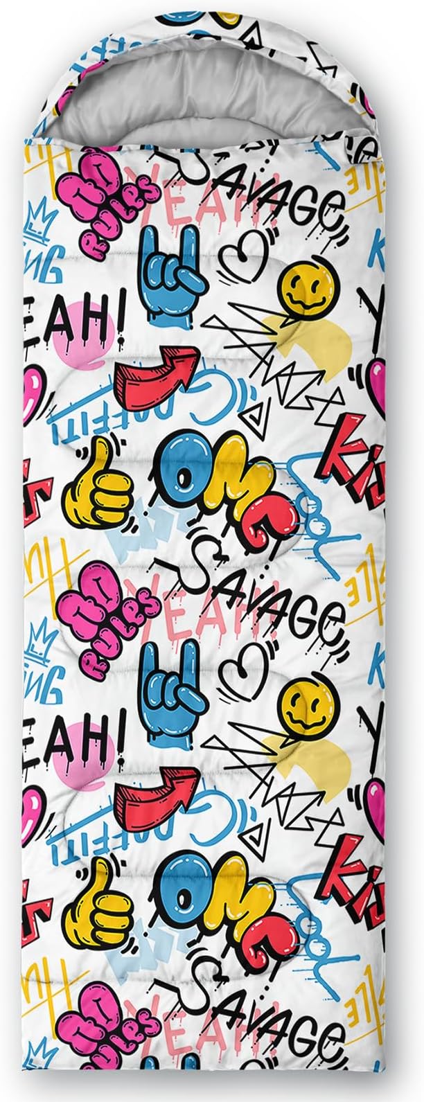 AILONEN Kids Floral Cat Camping Sleeping Bags,Lightweight & Waterproof,3 Season Warm & Cool Weather,Kawaii Kitten Sleeping Bags for Girls Adults,Travelling,Outdoors