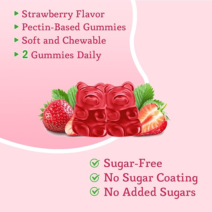 Potassium Magnesium Gummies, High Absorption Magnesium Potassium Supplement with Vitamin B6 for Leg Cramps & Muscle Health, Strawberry, 60 Count