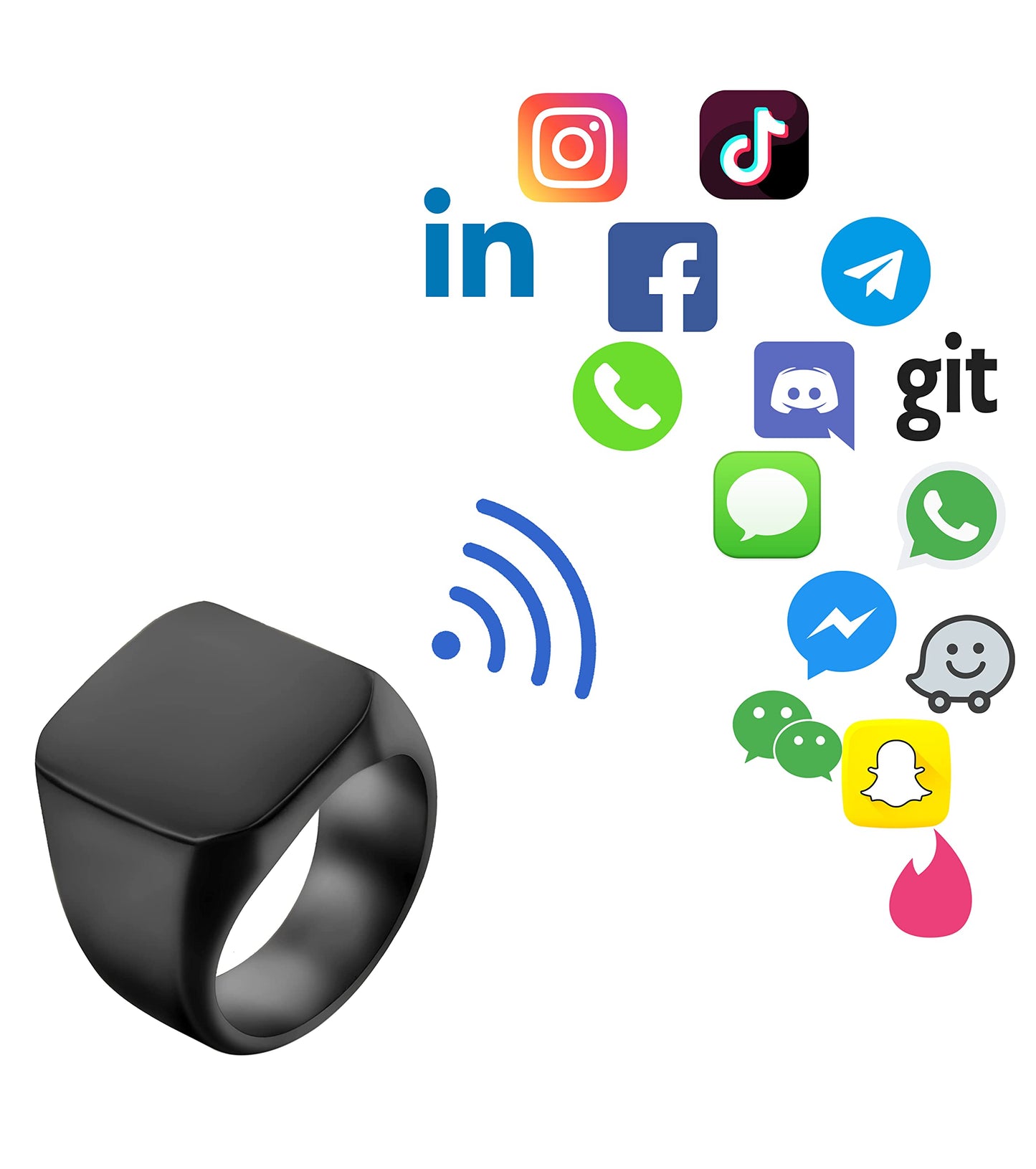 The Electronic Black Square Ring •))) Share any link to any mobile phone with a simple caress !