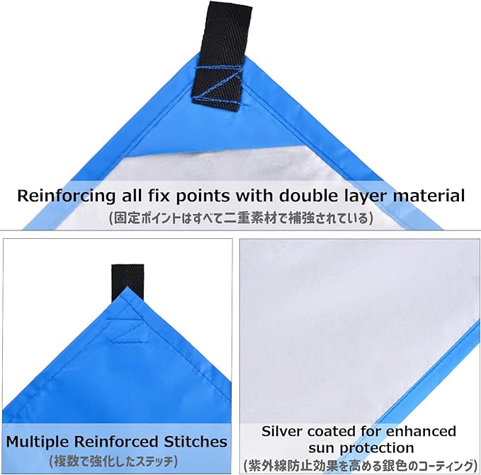 Azarxis Hammock Camping Tarp Rain Fly, Waterproof Tent Footprint Shelter Canopy Sunshade Cloth Picnic Mat for Outdoor Awning Hiking Beach Backpacking - Included Guy Lines & Stakes (Blue)