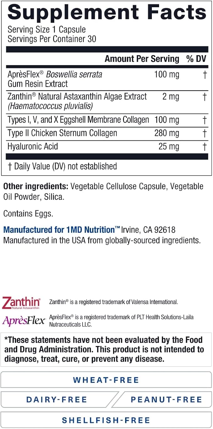 1MD Nutrition MoveMD - Health Supplement for Joint Discomfort & Support - Our Collagen Pills are Skillfully Formulated for Women & Men w/Hyaluronic Acid & Astaxanthin