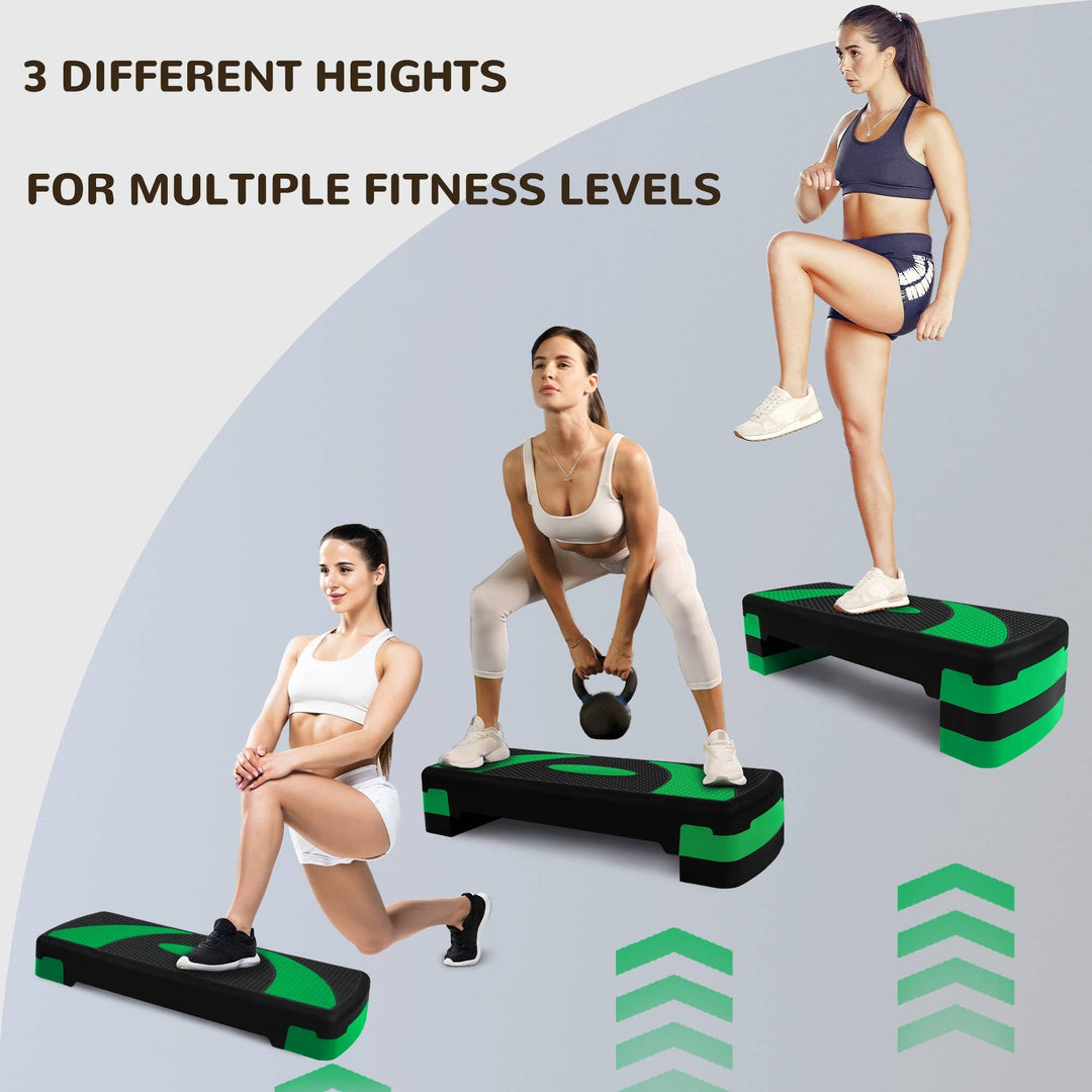 BalanceFrom 31-Inch Lightweight Portable Adjustable Height Workout Aerobic Stepper Step Platform Trainer, Black/Green