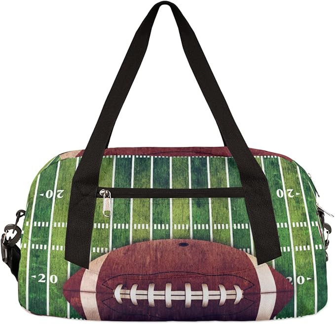 American Football Field And Ball Kids Overnight Duffle Bags Boys Girls Teen Sports Gym Bag for Weekender Travel Gymnastics Dance Ballet