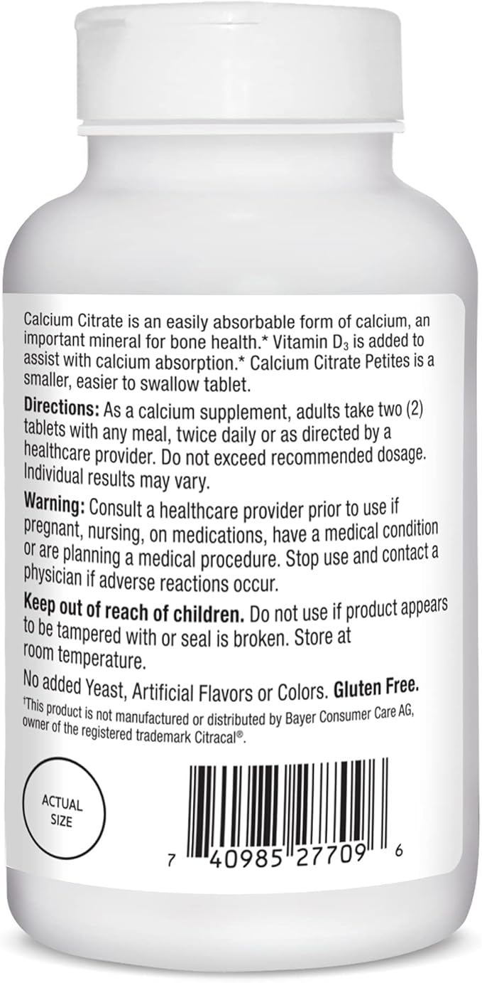 21st Century Calcium Citrate + D3 Petites Coated Tablets 200 ea