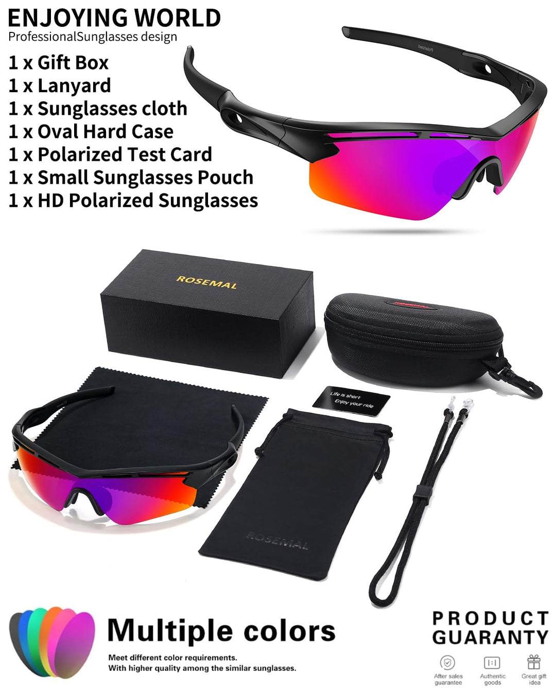 Polarized Sports Sunglasses for Men Women Youth Baseball Cycling Running Driving Fishing Tennis Golf Motor TAC UV400 TR90