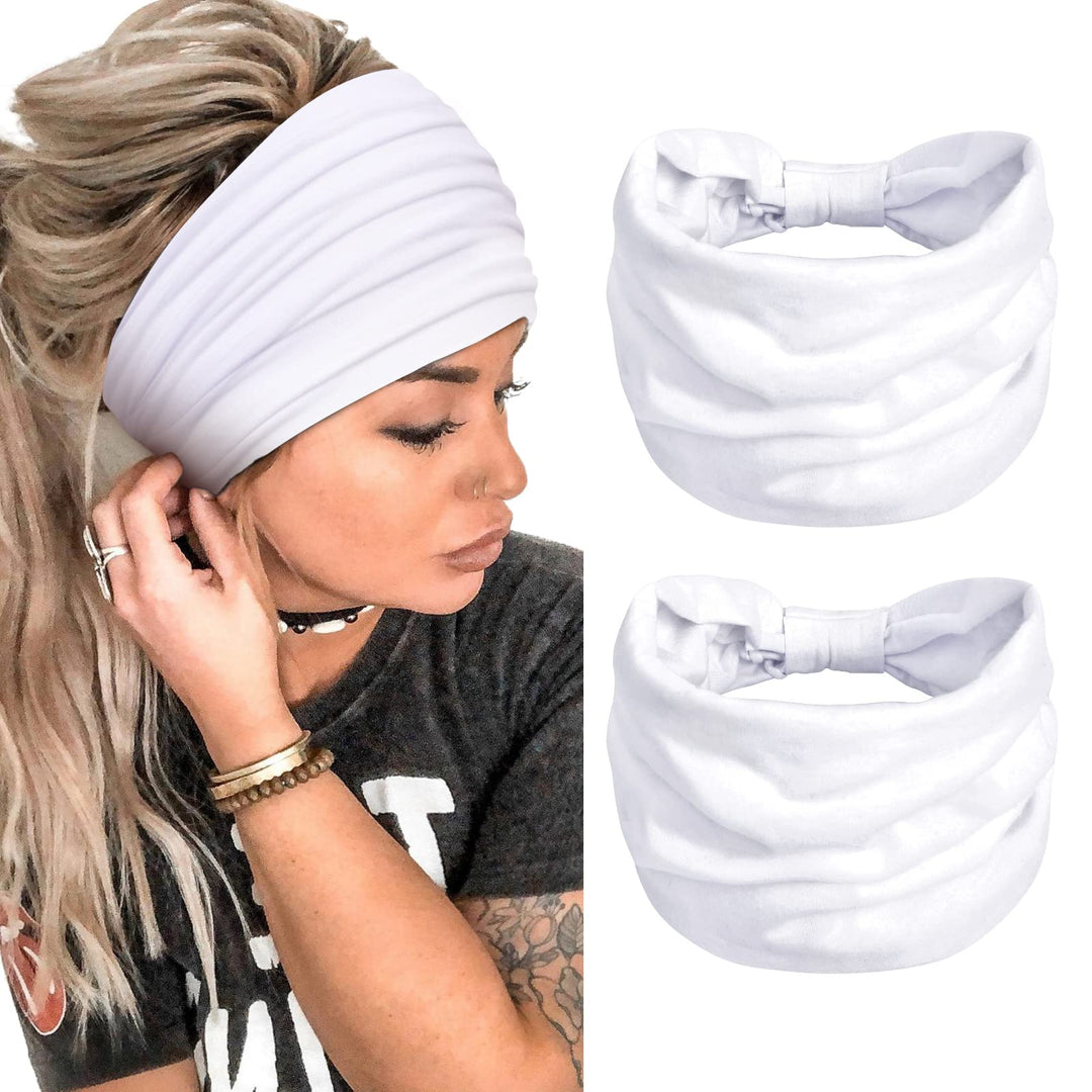 Terse 2 Packs Headbands For Women Boho Extra Wide 7 Head Bands African Knotted Non Slip Fashion Hair Band Stretch Yoga Workout R
