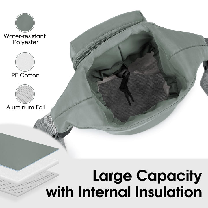 Ceneda Water Bottle Carrier Bag with Phone Pocket 32oz 40oz Tumbler Insulated Water Bottle Holder with Adjustable Shoulder Strap Carrier Sling Bag (Grey)