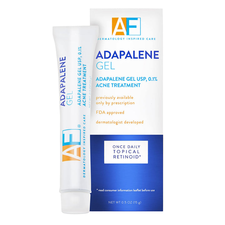 Acne Free Adapalene Gel 0.1%, Once-Daily Topical Retinoid Acne Treatment, Dermatologist Developed, Unclogs Pores and Clears Acne, Prevents and Improve Whiteheads and Blackheads, 0.5 Ounce