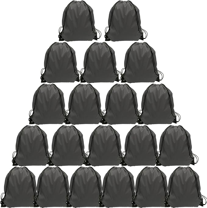 GoodtoU Drawstring Backpacks, Drawstring Bags Bulk Cinch Sack Drawstring Gym Bag for Sport, Traveling, Team (20Pcs, Grey)