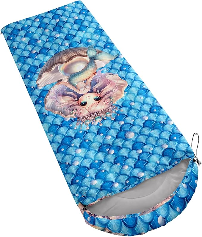 AILONEN Cartoon Fox Camping Sleeping Bag for Boys Girls Adults,Lightweight & Waterproof,3 Season Warm & Cold Weather,Portable,Kawaii Fox Printed Sleeping Bag,Traveling,Camping,Hiking