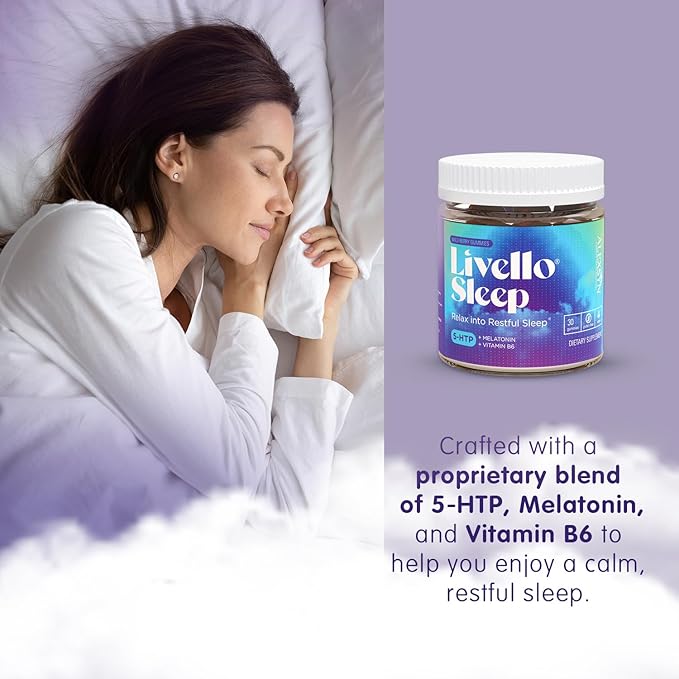 Livello Sleep Wild Berry Gummies - 30 Servings Natural Sleep Support with 5-HTP, Melatonin, and Vitamin B6 for Peaceful Night, Vegan & Gluten-Free
