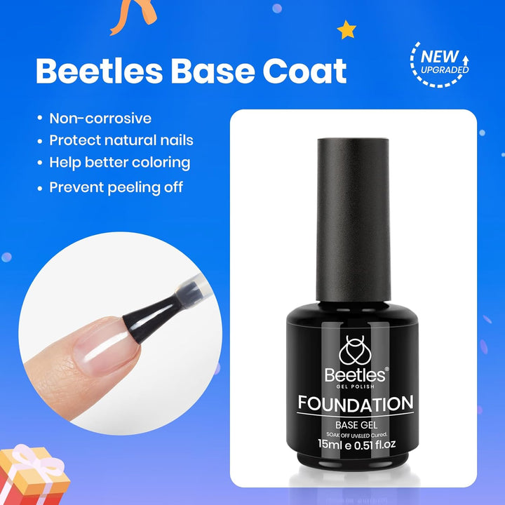 Beetles 4 Pcs Base & Top Coat Gel Kit | Acid-Free Nail Primer Set for Women