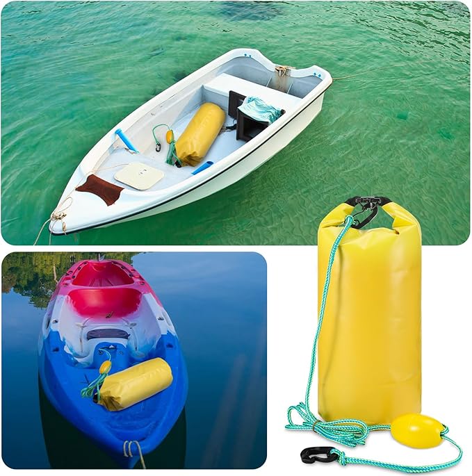 4 Pcs Sand Anchor 20 L 2 in 1 PWC Waterproof Dry Bag with Adjustable Buoy Kayak Anchor for Hiking, Camping, Water Sports, Small Boats, Power Watercrafts, Canoes, Seadoo and Swim Mat