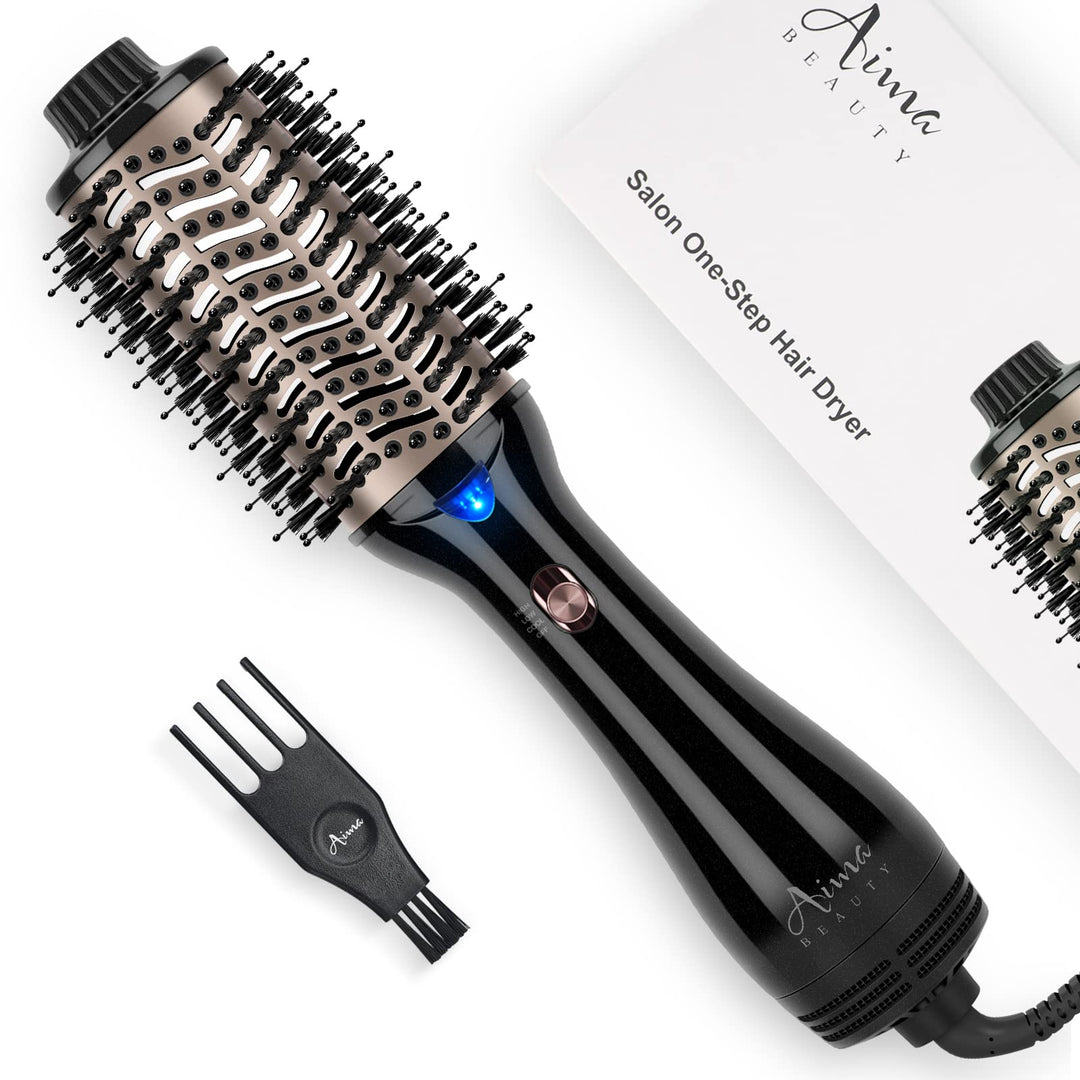 One Step Hair Dryer & Volumizing Hot Air Brush, Blow Dryer, Ceramic Straightener, Curler & Hot Comb 4 in 1 Salon Ionic Brush, Hair Styling Tools, Black