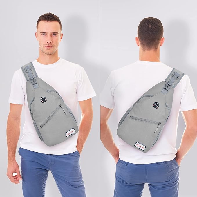 ZOMAKE Sling Bag for Women Men, Small Crossbody Sling Backpack, Mini Water Resistant Shoulder Daypack for Travel, Anti Thief Chest Bag for Hiking, Sports, Grey(new)