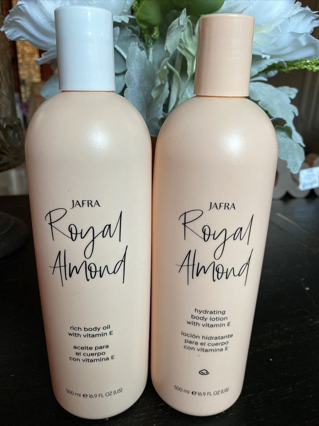 Jafra Royal Almond Body Oil And Body Lotion Big Size16.9Oz Each