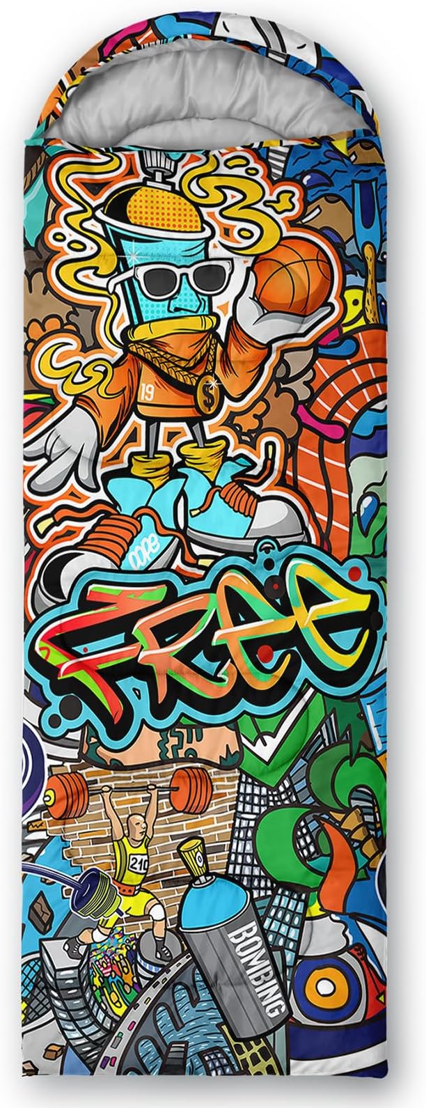 AILONEN Boys Sports Camping Sleeping Bags,Lightweight & Waterproof,3 Season Warm & Cool Weather,Black Player Basketball Sleeping Bags for Kids Adults,Travelling,Outdoors