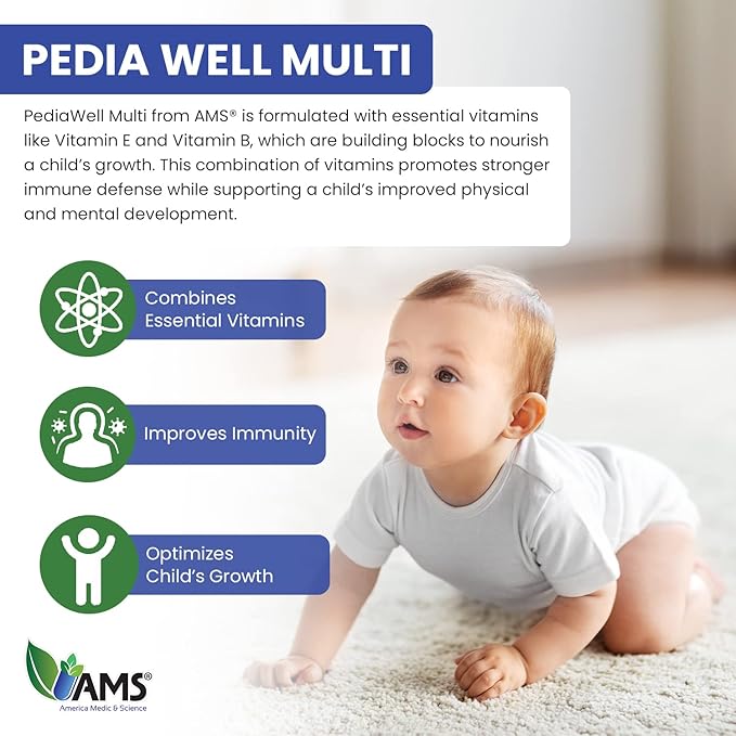 America Medic & Science PediaWell Multi (50 mL) | Baby Vitamin Supplement with Vitamin C | Enhanced Immune Support for Kids | Toddler Multivitamin Drops for Boosting Physical and Mental Growth