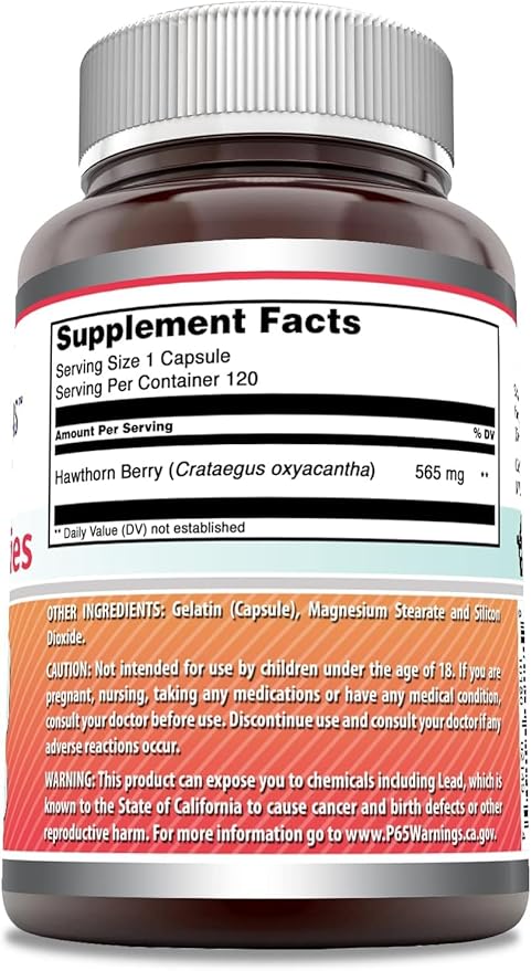 Amazing Formulas Hawthorn Berries Supplement | 565 Mg | Capsules | Non-GMO | Gluten-Free | Made in USA (3 Pack | 120 Count)