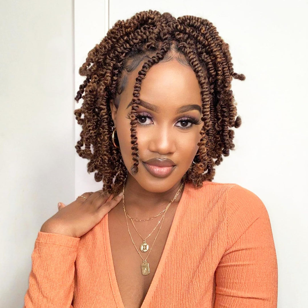 Passion Twist Hair 10 Inch 8 Packs, Pre Twisted Passion Twist Crochet Hair For Black Women, Pre Looped Passion Twist Curly Crochet Hair, Short Crochet Passion Twist Hair (10 Inch (Pack of 8), 30#)