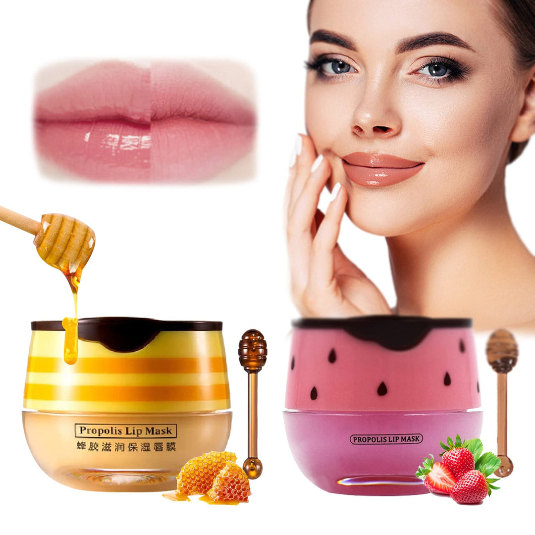 Balm Lip Balm Honey Pot, Propolis Lip Balm, Strawberry Mask, Moisturizing Lip Balm Sleeping Lip Mask Hydrating, Lip Scrubs Exfol